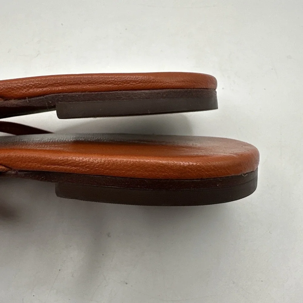 Tory Burch Miller Knotted Bourbon Miele Flat‎ Thong Sandals Vacay Sz 9